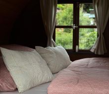 Doppelbett im Schlaffass  Ferienhaus Berger Bad Karlshafen