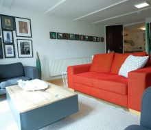 Wohnzimmer in der Fewo Beim Bildhauer Karl F. Trendelburg-Sielen